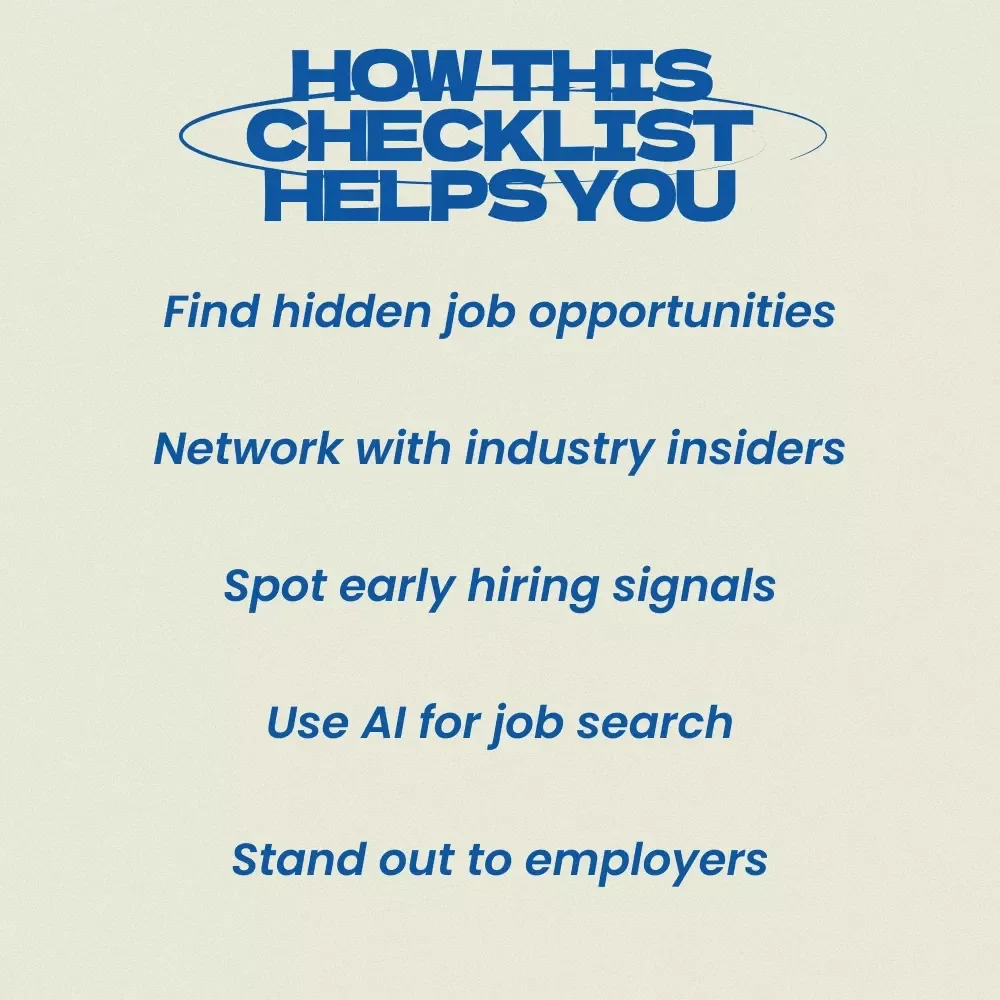 A Checklist for Finding Jobs Before They’re Posted – Career Strategy Checklist for Professionals Learning how to find out about jobs before they are posted