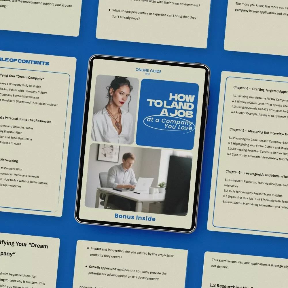 How to Land a Job at a Company You Love – Career Strategy Ebook | how to get a job at a company you admire Guide | Dream Company Job Search, Networking, Resume & Interview Success Digital Download