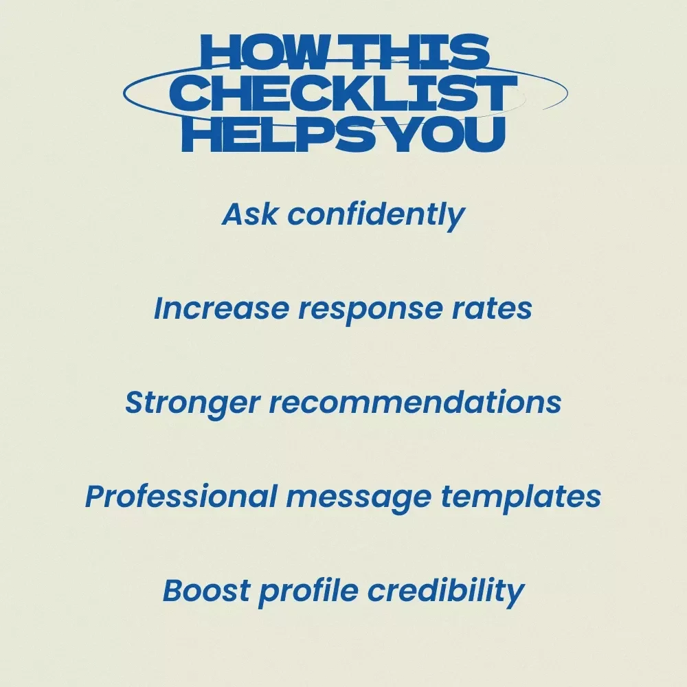 Your LinkedIn Recommendation Playbook: Checklist Guide on how to ask for a linkedin recommendation | Career Growth LinkedIn Strategy Download