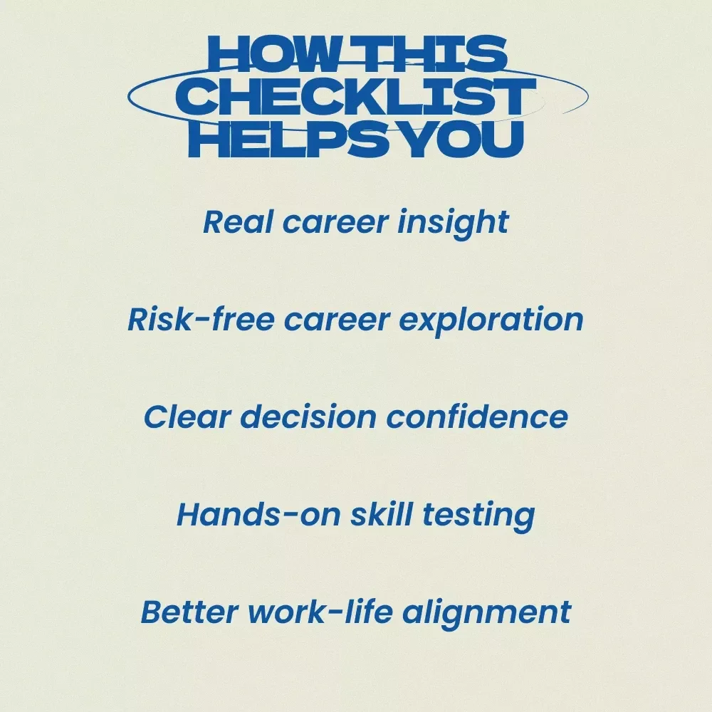 Career Test Drive Checklist: Try Before You Commit – Practical Guide on how to test drive a career before committing | Career Exploration Digital Download