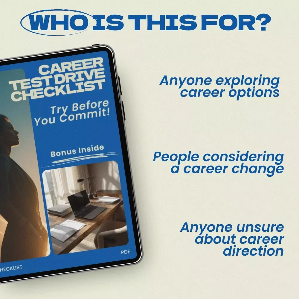 Career Test Drive Checklist: Try Before You Commit – Practical Guide on how to test drive a career before committing | Career Exploration Digital Download