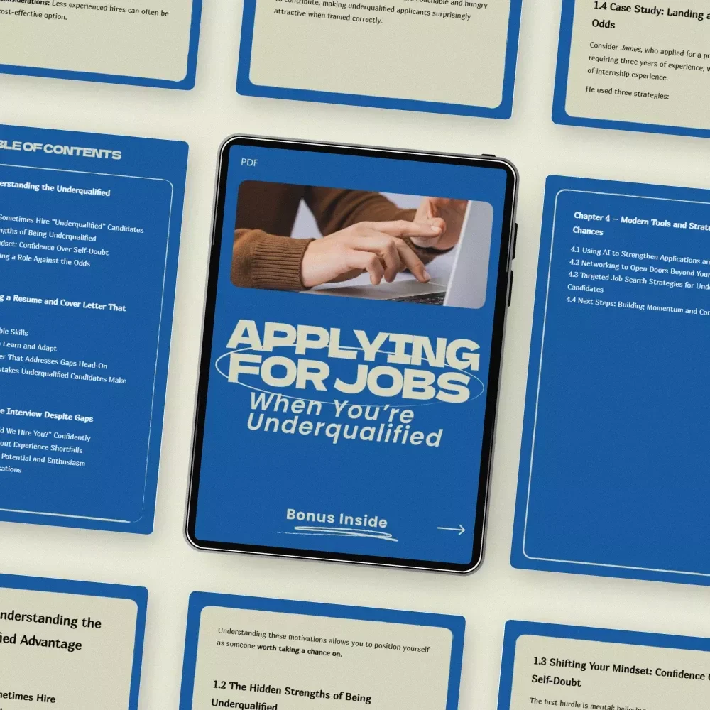 Applying for Jobs When You’re Underqualified – Practical Guide on how to apply for jobs when you are underqualified, Job Application Strategy, Resume & Interview Tips eBook, Career Growth Digital Download