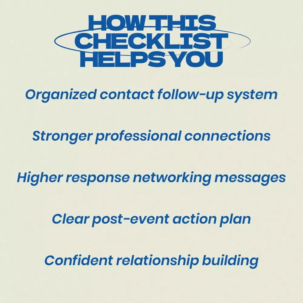 Your Smart Follow-Up Checklist – How to Follow Up After a Networking Event | Professional Networking Follow Up System | Relationship Building & Contact Tracking Digital Checklist