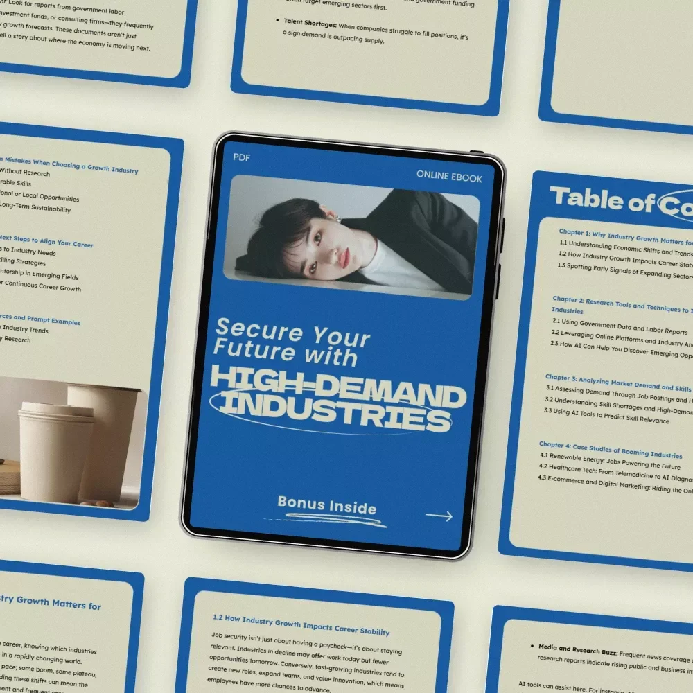 Secure Your Future with High-Demand Industries – A Practical eBook Guide on How to Find Growing Industries for Job Security, Career Research Workbook, AI Career Strategy Guide, Future-Proof Career Planning Resource