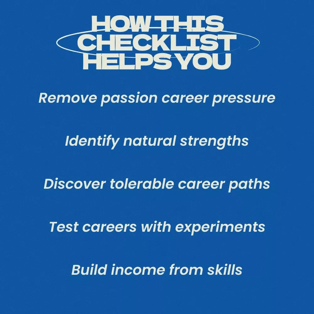 Career Direction When Passion Isn’t Part of the Plan – Practical Checklist for Clarity | How to Find a Career Path When You Have No Passion | Career Discovery Guide, Life Direction Worksheet, Digital Download