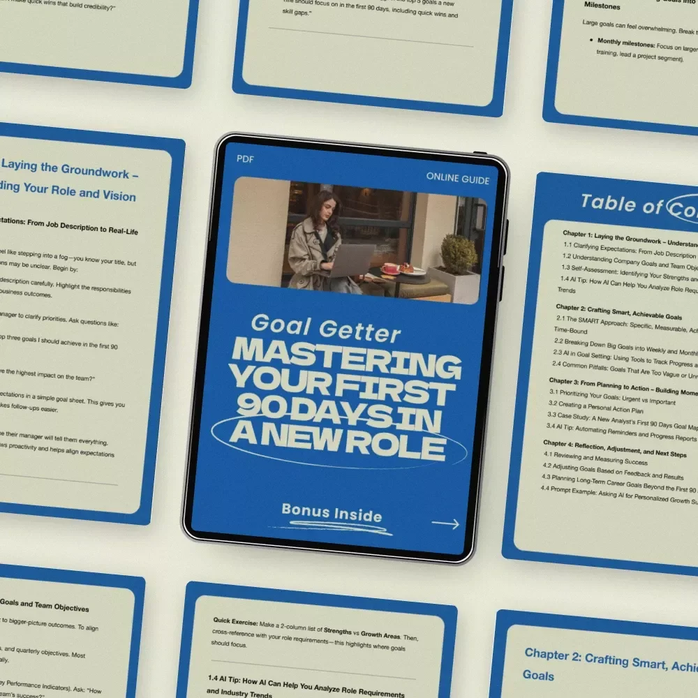 Goal Getter: Mastering Your First 90 Days in a New Role – Practical Career Success Guide on how to set goals in a new position, 90-Day Planning Workbook, New Job Strategy eBook, Professional Development Digital Download