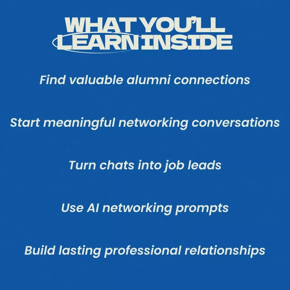 Alumni Advantage: Your Career Shortcut – Guide on how to use your alumni network for job leads, Networking Strategy eBook, Career Growth Digital Download