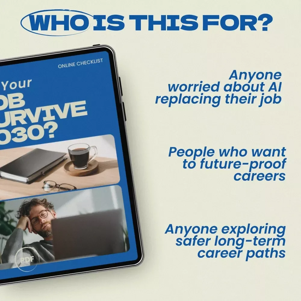 Will Your Job Survive 2030 – AI Risk Assessment Career Checklist | Discover jobs that will be replaced by ai by 2030 | Future of Work Guide | Digital Download Career Planning Tool