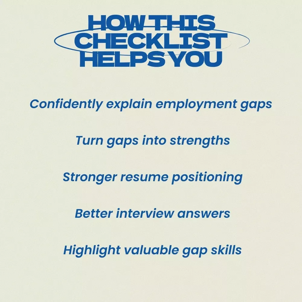 Turning the Resume Gap into Your Secret Weapon – Checklist Guide | How to Explain a Gap in Employment on Your Resume | Interview Prep, Resume Writing, Career Break Strategy Digital Download
