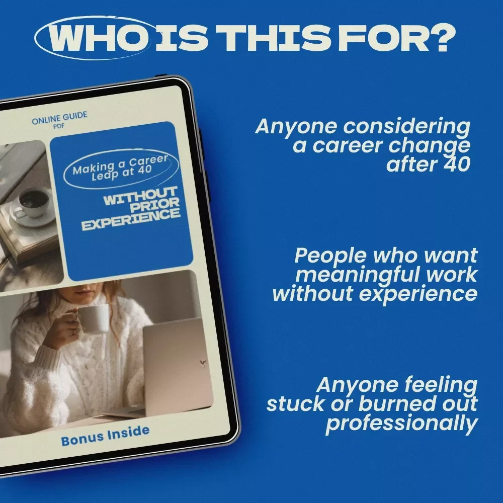 Making a Career Leap at 40 Without Prior Experience | Practical Guide on how to make a career change at 40 with no experience, Midlife Career Pivot Workbook, Reinvent Your Career Digital Download