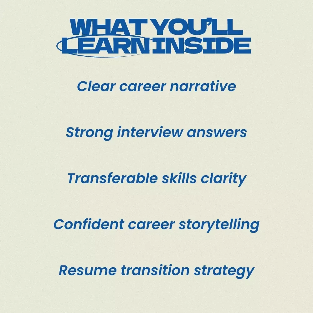 How to Present Career Shifts to Employers – eBook Guide on how to explain a career change to employers, Career Change Interview Strategy, Resume Storytelling, Transferable Skills, Job Transition Toolkit