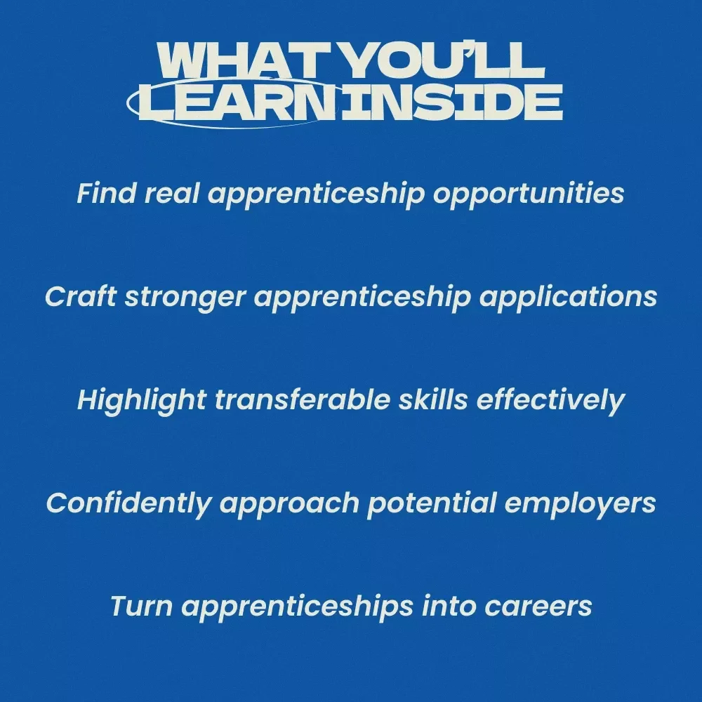 Adult Apprenticeships Unlocked – Practical Guide on how to find apprenticeships for adults | Career Change Roadmap, Job Search Strategy, Skill Development eBook
