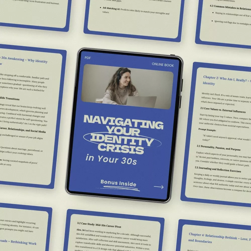 Navigating Your Identity Crisis in Your 30s Ebook, identity crisis in your 30s Self-Discovery Guide, Career Pivot & Relationship Reset Digital Download