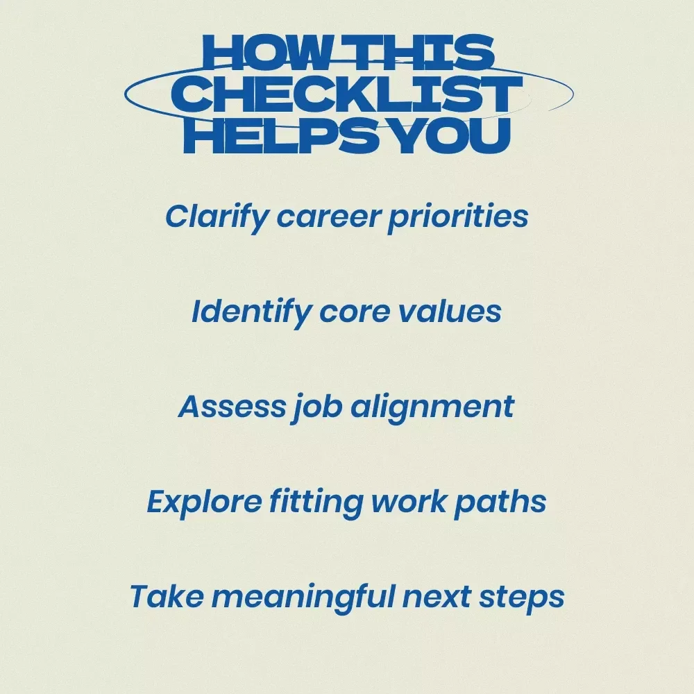 Personal Values Checklist for Meaningful Work | personal values for meaningful work Etsy Digital Download Checklist