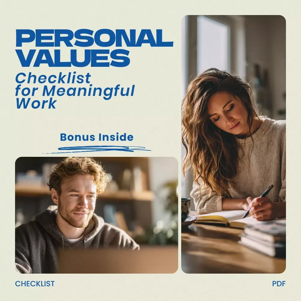 Personal Values Checklist for Meaningful Work | personal values for meaningful work Etsy Digital Download Checklist