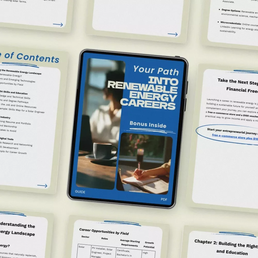Your Path into Renewable Energy Careers | Ultimate Guide on how to get into renewable energy careers, Green Jobs eBook, Career Switch Checklist, Sustainable Energy Industry Starter Kit