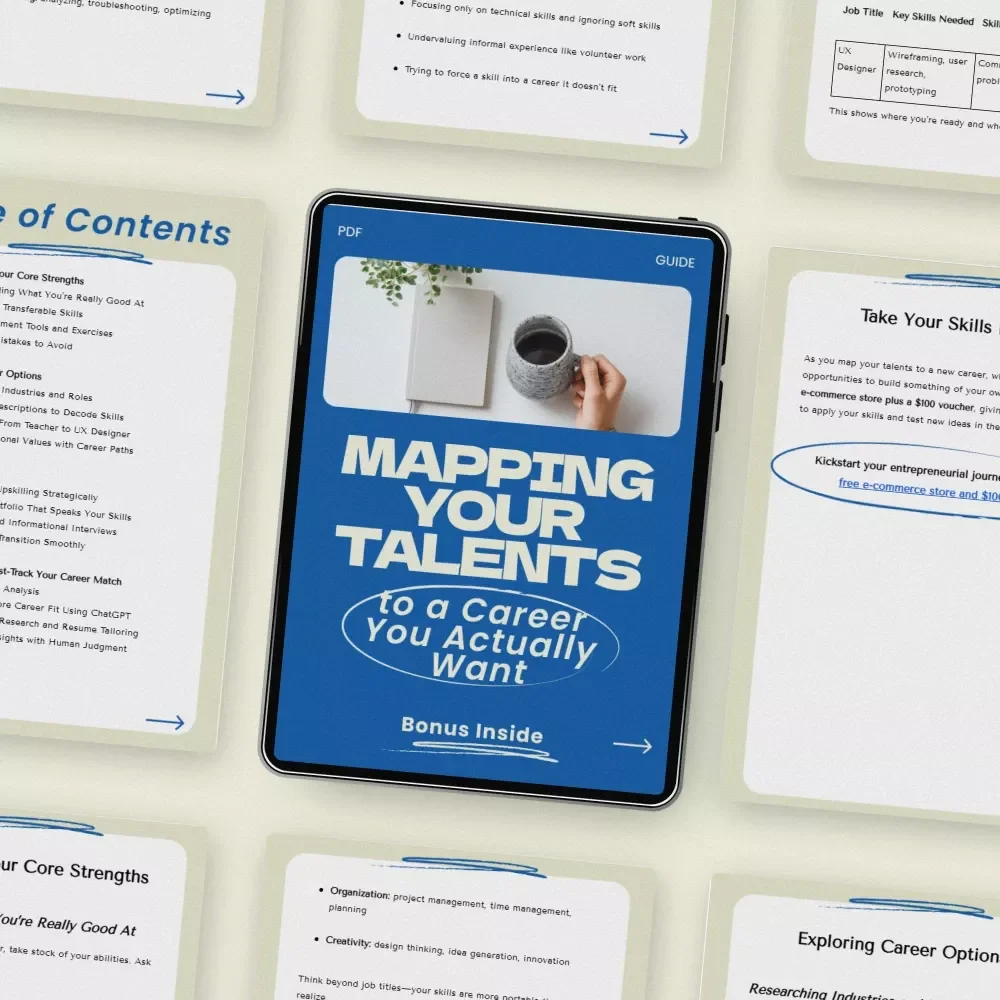 Mapping Your Talents to a Career You Actually Want | How to Match Your Skills to a New Career Guide, Career Change Workbook, Digital Download