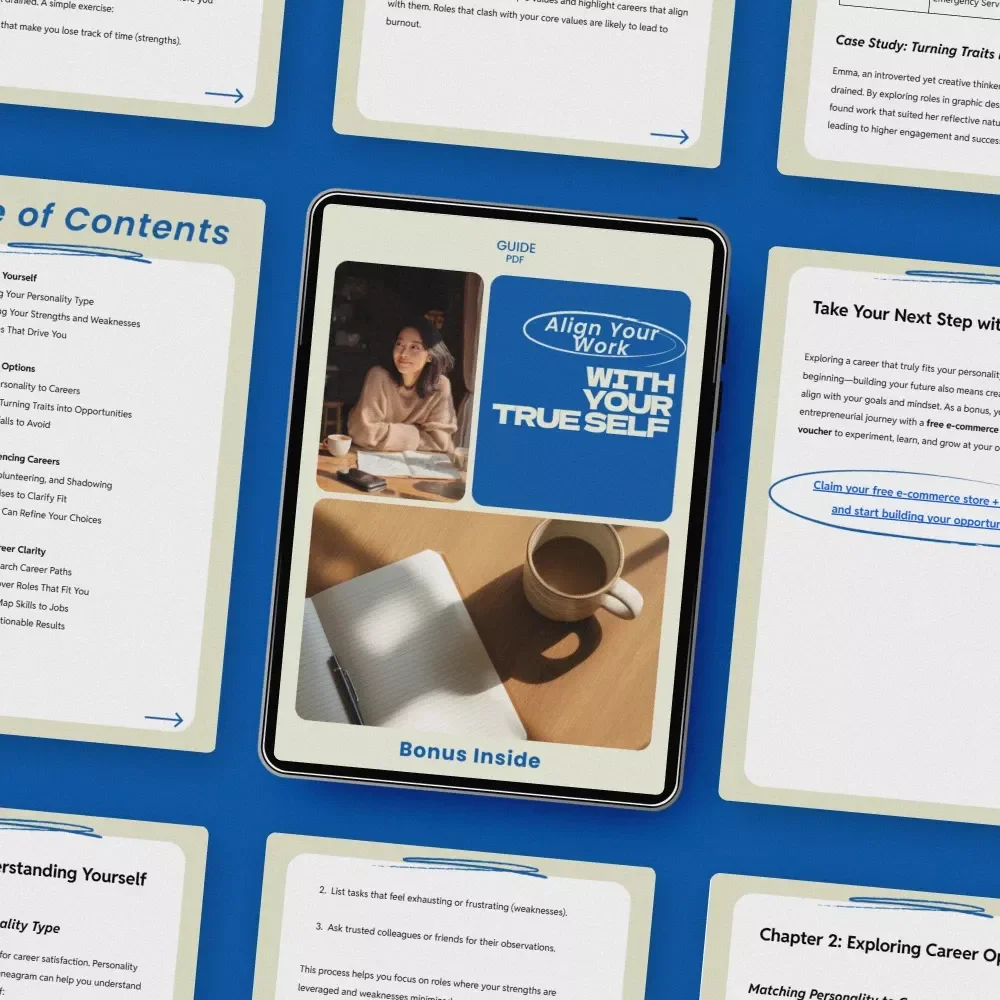 Align Your Work with Your True Self – A Guide on how to find a career that fits your personality | Career Clarity Workbook, Self Discovery eBook, AI Career Planning Tool