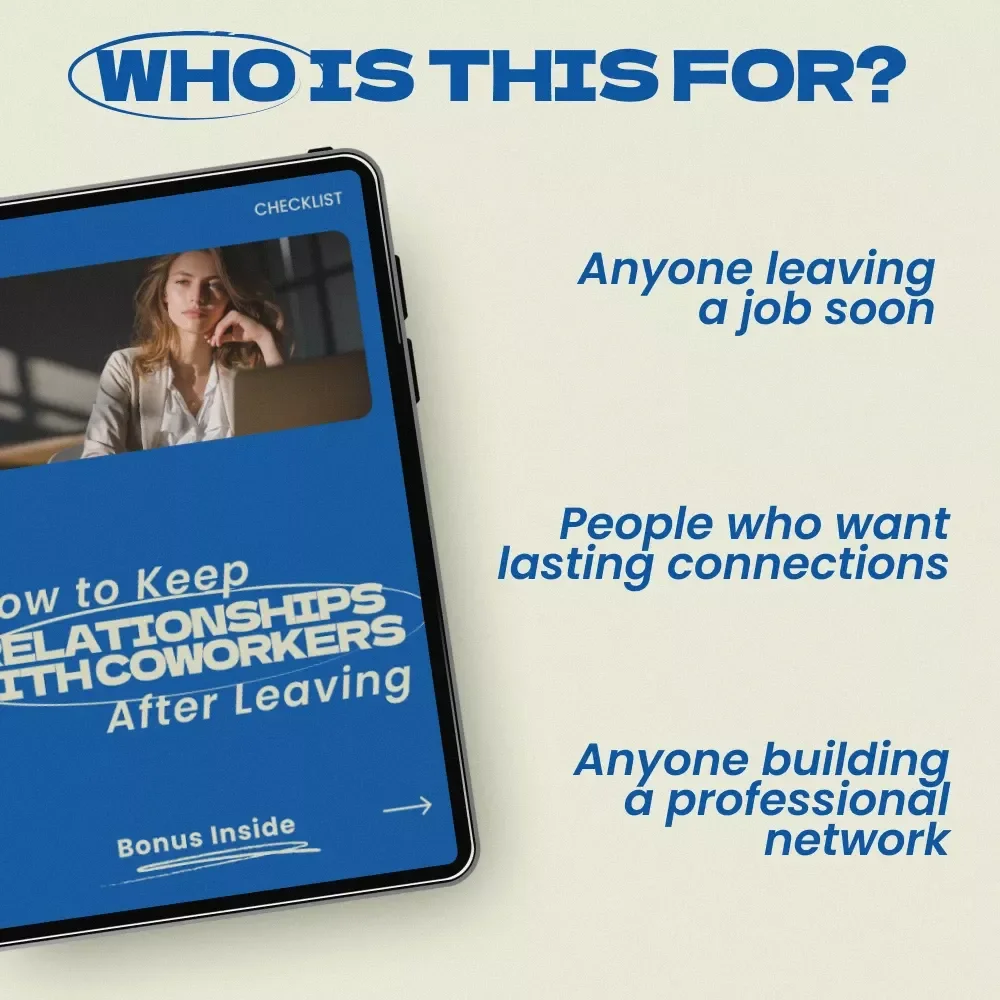 How to Keep Relationships with Coworkers After Leaving Checklist – Professional Networking Guide, Career Transition Toolkit, Workplace Relationship Tips, Digital Download