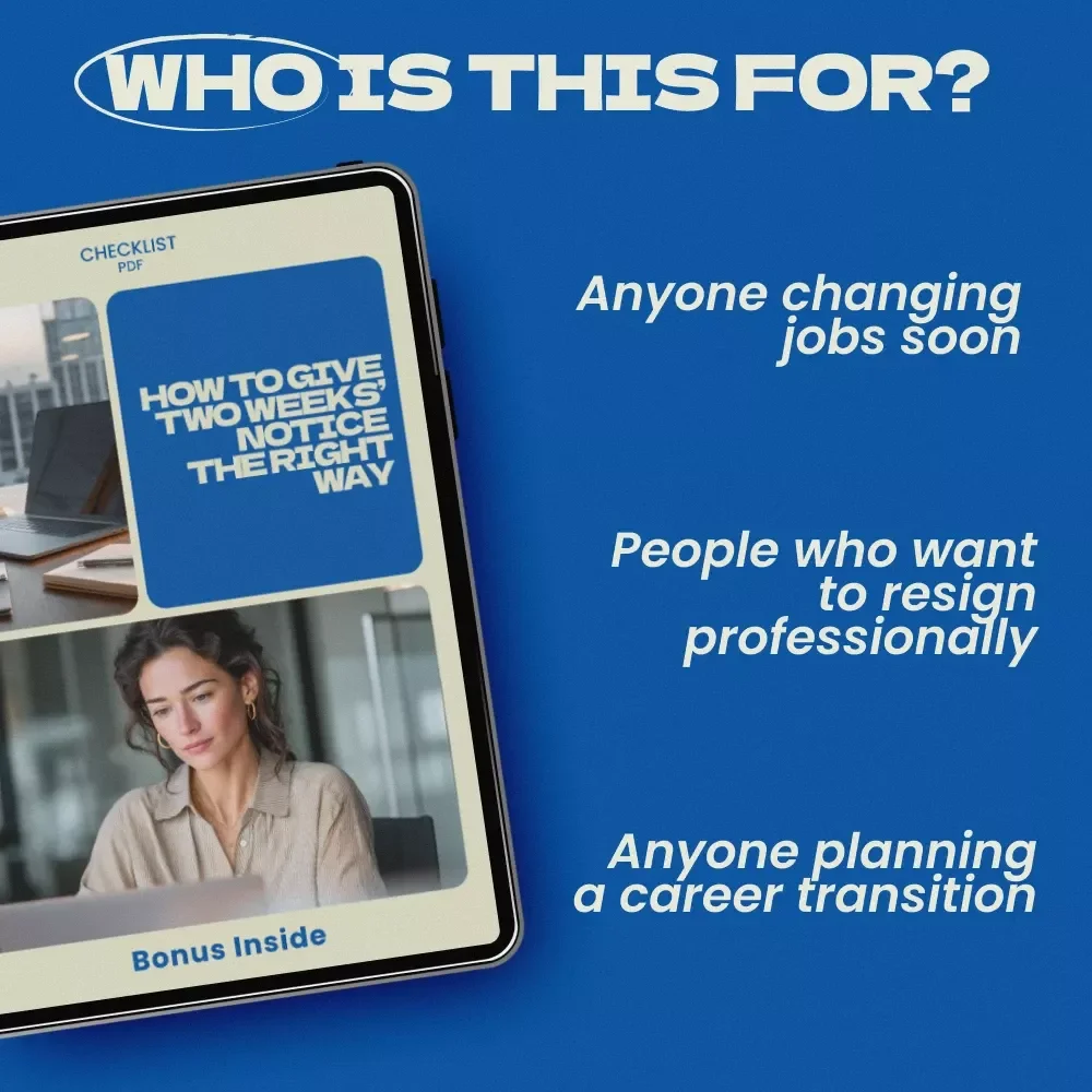 How to Give Two Weeks’ Notice the Right Way Checklist | Professional Resignation Guide | Career Exit Planner | Instant Digital Download