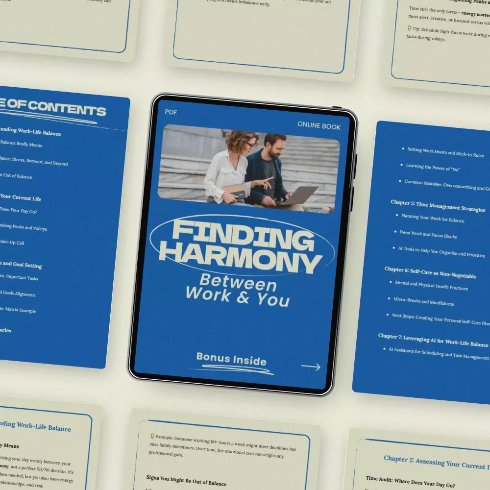 Finding Harmony Between Work and You – Practical Guide on how to find work life balance | Work-Life Balance eBook, Productivity & Self-Care Digital Download