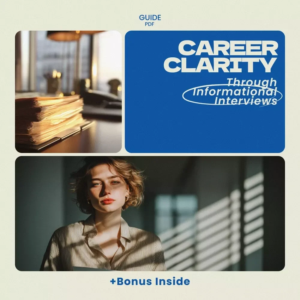 Career Clarity Through Informational Interviews – Guide on how to find informational interview opportunities, Networking Strategy, Career Exploration Workbook, Professional Outreach Toolkit
