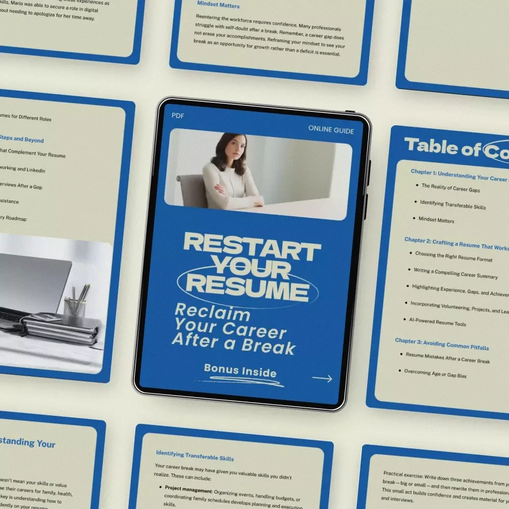 Restart Your Resume: Reclaim Your Career After a Break – How to Write a Resume After a Long Career Break Guide, Career Reentry eBook, Resume Writing Checklist