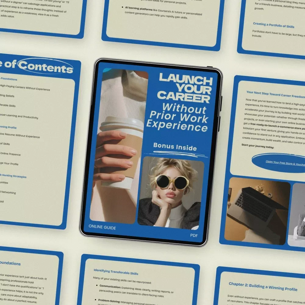 Launch Your Career Without Prior Work Experience – Digital Guide | how to get a high paying job with no experience | Career Change Workbook, Resume & Networking Strategy eBook