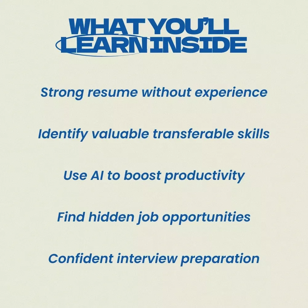 Launch Your Career Without Prior Work Experience – Digital Guide | how to get a high paying job with no experience | Career Change Workbook, Resume & Networking Strategy eBook