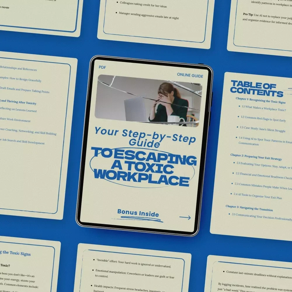 Your Step-by-Step Guide to Escaping a Toxic Workplace – Practical Guide on how to leave a toxic work environment, Exit Strategy Workbook, Career Recovery & Workplace Survival Digital Download
