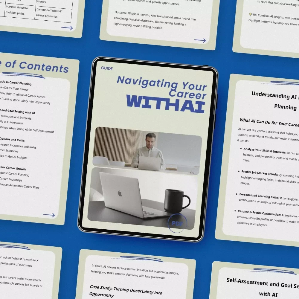 Navigating Your Career with AI – A Practical Guide on how to use ai for career planning, Discover Your Path, Set Goals & Grow with Confidence (Digital Download)