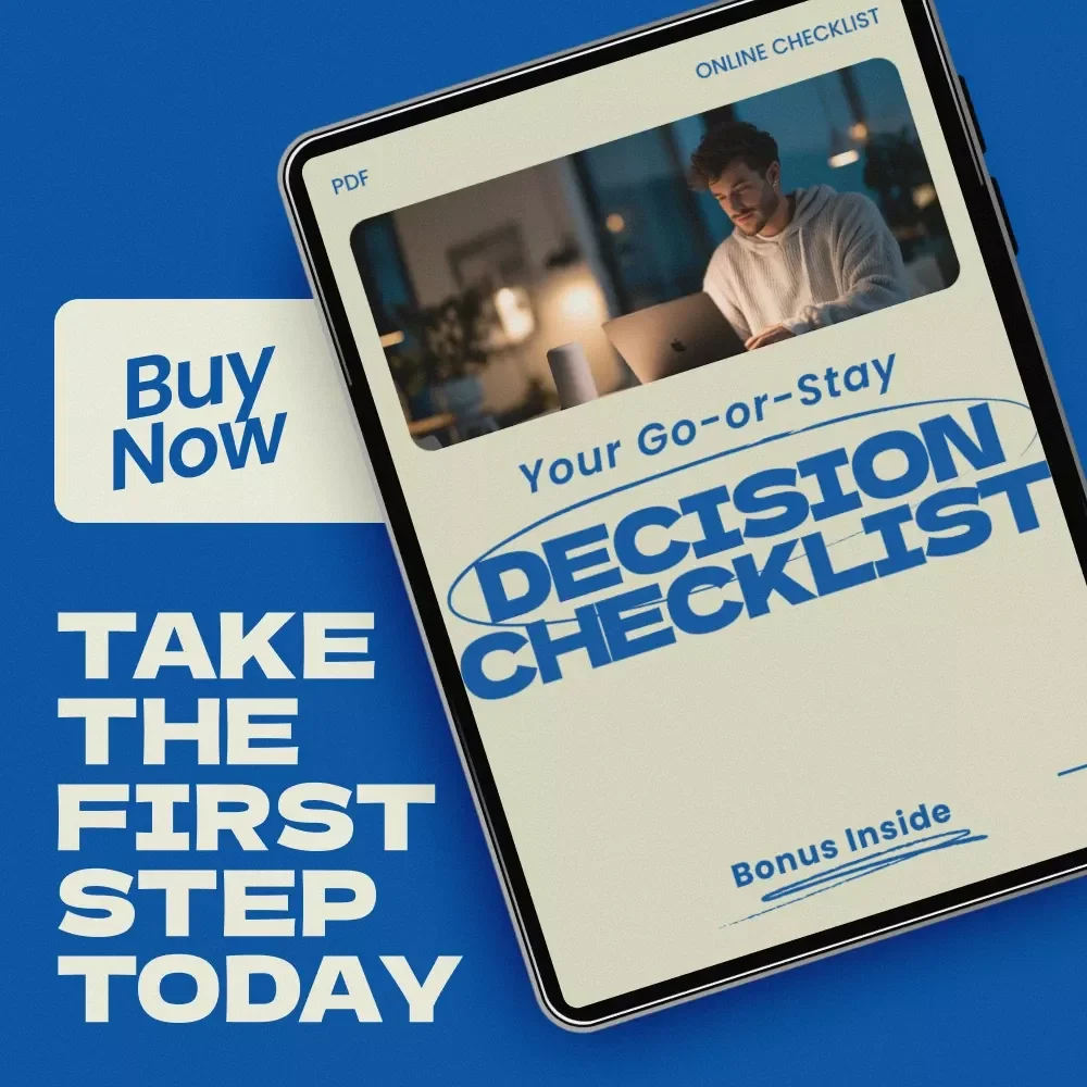 Your Go-or-Stay Decision Checklist: Career Reflection Worksheet to Help You Decide How to Know When to Stay or Leave a Company, Job Decision Guide & Workplace Clarity Tool