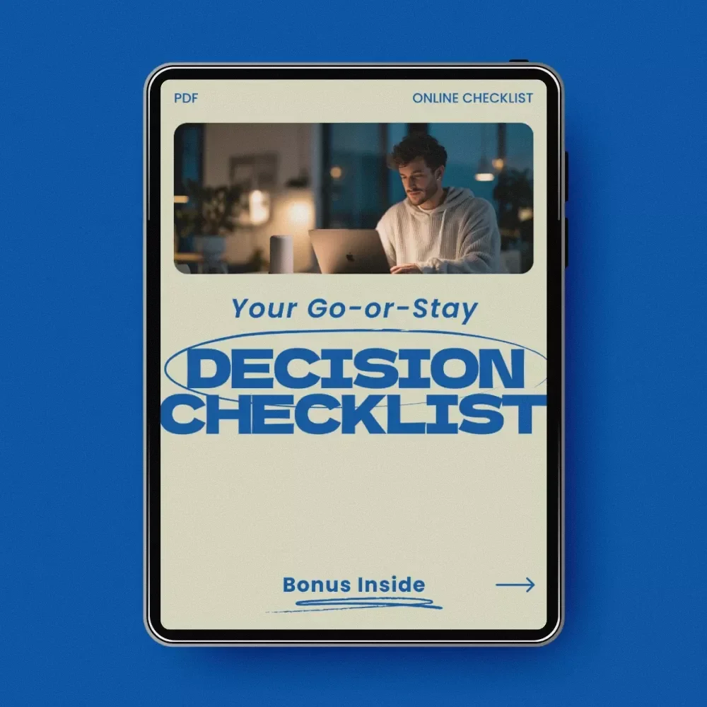 Your Go-or-Stay Decision Checklist: Career Reflection Worksheet to Help You Decide How to Know When to Stay or Leave a Company, Job Decision Guide & Workplace Clarity Tool