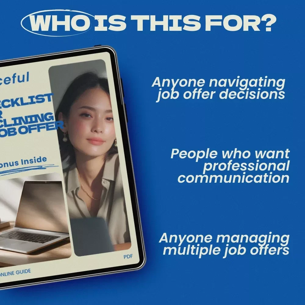 Graceful Exit: Checklist for Declining a Job Offer ✨ | Professional Career Guide on how to decline a job offer gracefully | Job Offer Rejection Template & Career Communication Tool