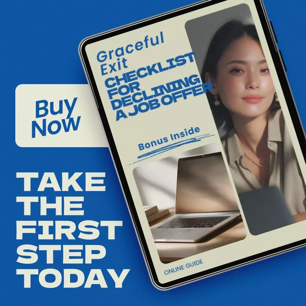 Graceful Exit: Checklist for Declining a Job Offer ✨ | Professional Career Guide on how to decline a job offer gracefully | Job Offer Rejection Template & Career Communication Tool