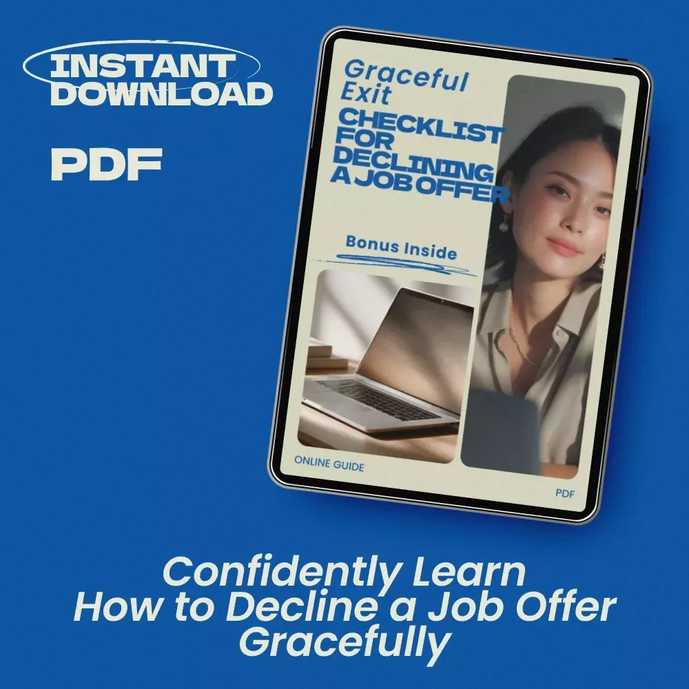 Graceful Exit: Checklist for Declining a Job Offer ✨ | Professional Career Guide on how to decline a job offer gracefully | Job Offer Rejection Template & Career Communication Tool