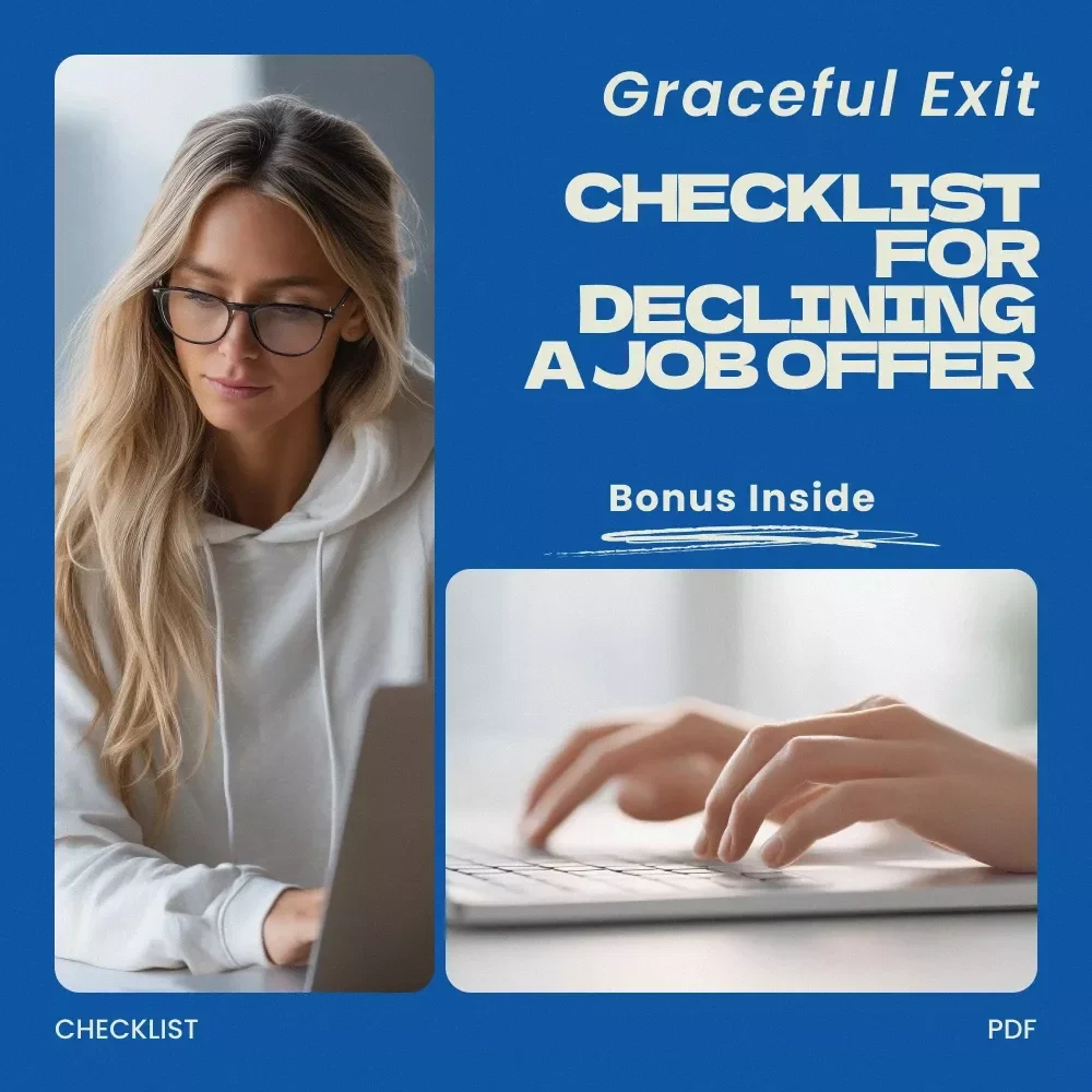 Graceful Exit: Checklist for Declining a Job Offer ✨ | Professional Career Guide on how to decline a job offer gracefully | Job Offer Rejection Template & Career Communication Tool