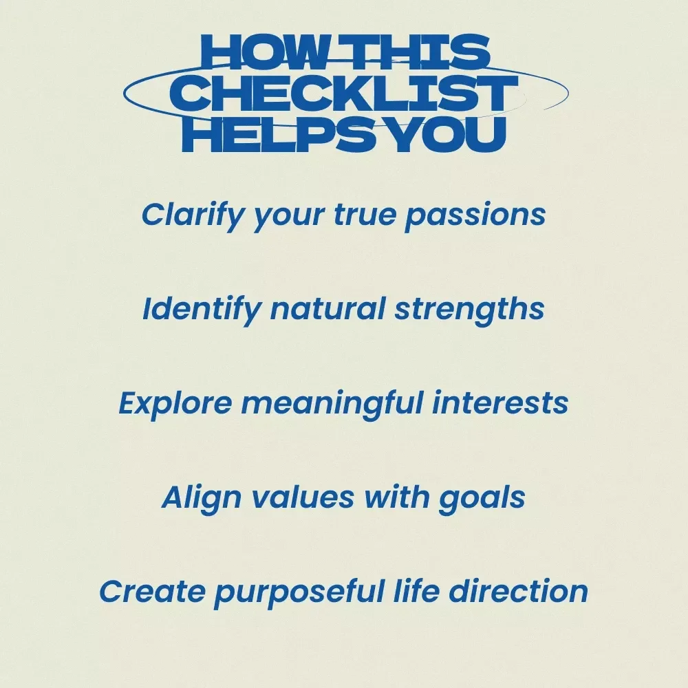 Self-Discovery Questions Checklist: Find Your Passion – Guided Self Discovery Questions for Finding Passion, Personal Growth Workbook, Printable Reflection Tool