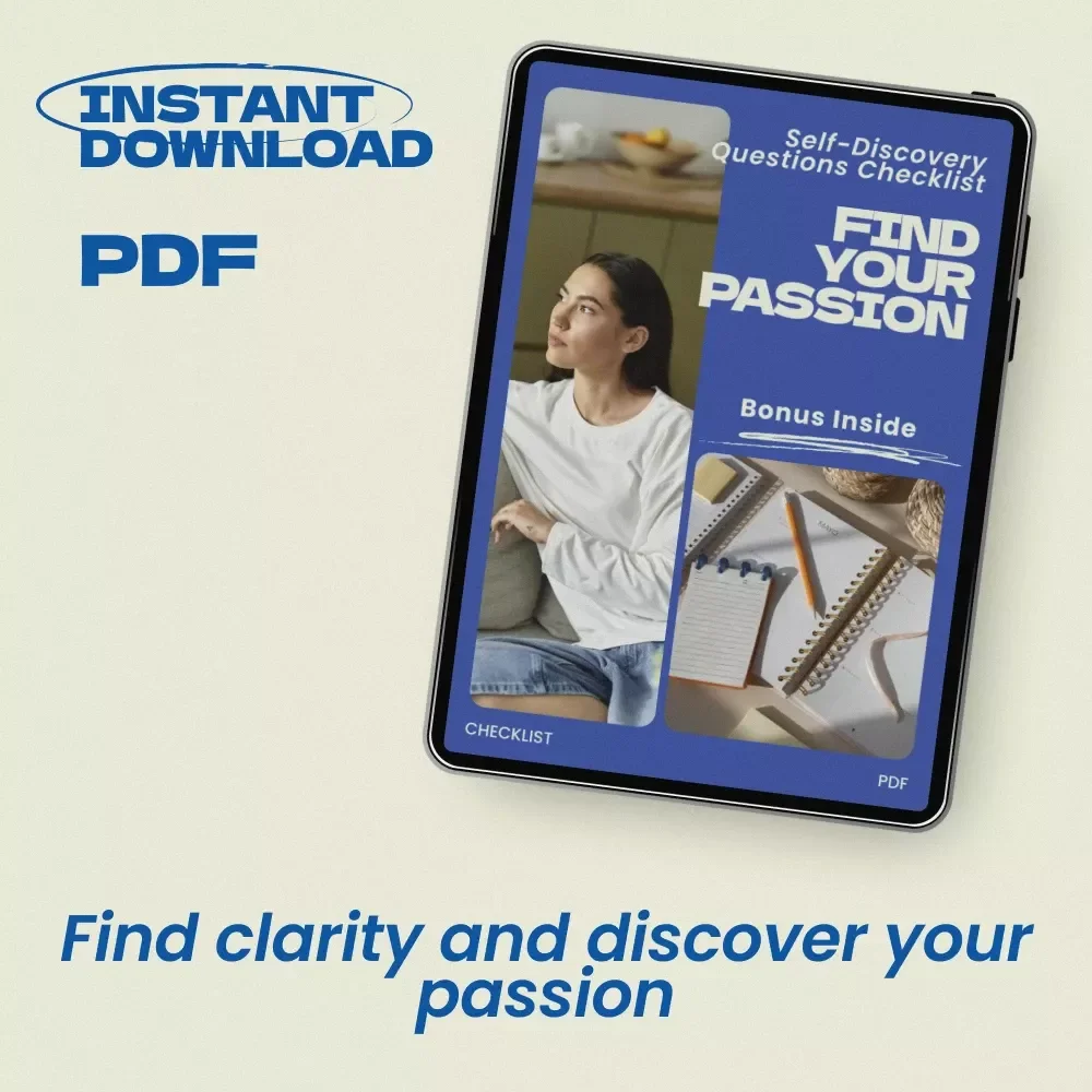 Self-Discovery Questions Checklist: Find Your Passion – Guided Self Discovery Questions for Finding Passion, Personal Growth Workbook, Printable Reflection Tool