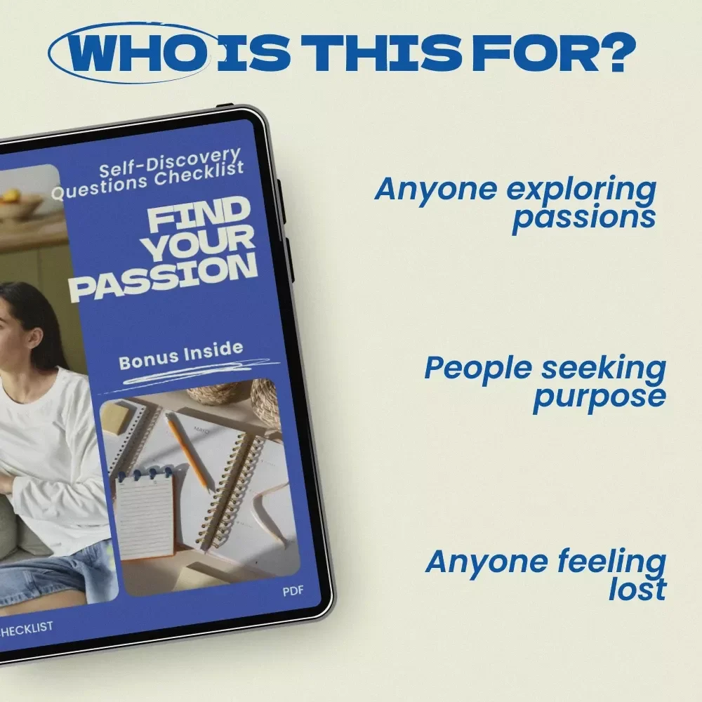 Self-Discovery Questions Checklist: Find Your Passion – Guided Self Discovery Questions for Finding Passion, Personal Growth Workbook, Printable Reflection Tool