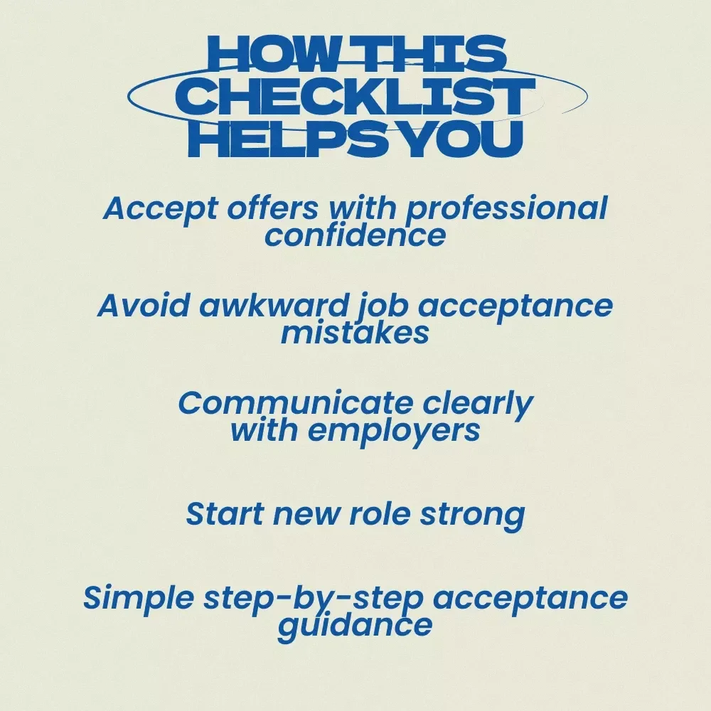 How to Accept a Job Offer Like a Pro – Professional Checklist Guide | How to Accept a Job Offer Professionally | Career Success Digital Download | Job Offer Acceptance Guide