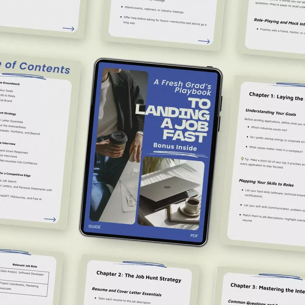 A Fresh Grad’s Playbook to Landing a Job Fast | how to get a job right after college graduation Guide, Career Starter eBook, Job Search Checklist for Graduates