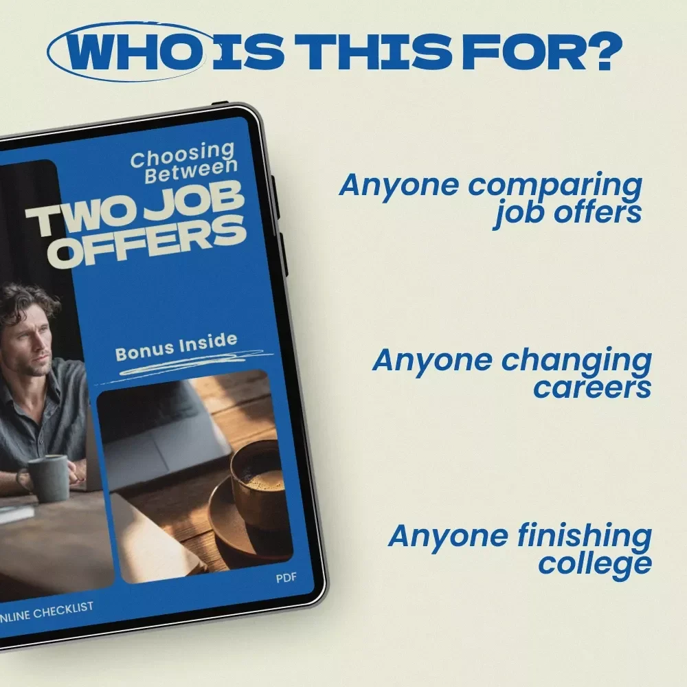 Choosing Between Two Job Offers – Practical Career Decision Checklist & Guide | how to choose between two job offers | Job Offer Comparison Worksheet | Career Decision Tool | Instant Digital Download
