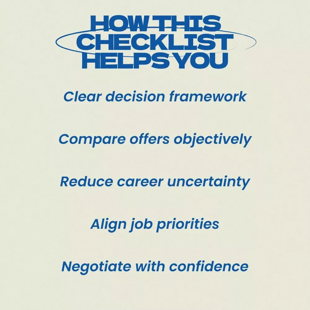 Choosing Between Two Job Offers – Practical Career Decision Checklist & Guide | how to choose between two job offers | Job Offer Comparison Worksheet | Career Decision Tool | Instant Digital Download