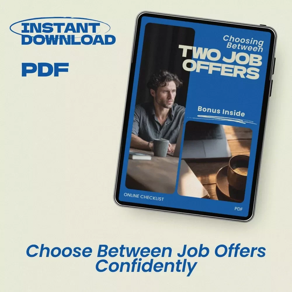 Choosing Between Two Job Offers – Practical Career Decision Checklist & Guide | how to choose between two job offers | Job Offer Comparison Worksheet | Career Decision Tool | Instant Digital Download