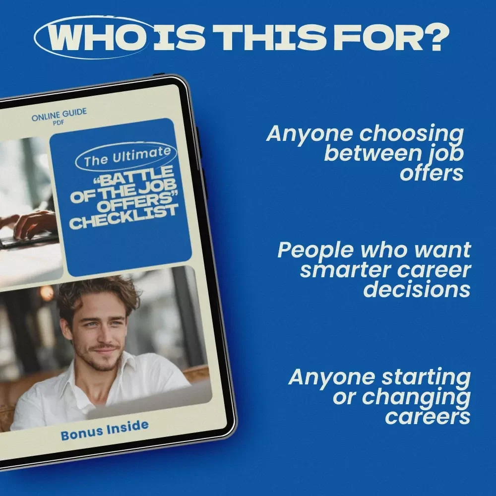 The Ultimate “Battle of the Job Offers” Checklist – How to Compare Two Job Offers, Career Decision Guide, Job Offer Comparison Tool, Printable Career Planning Checklist