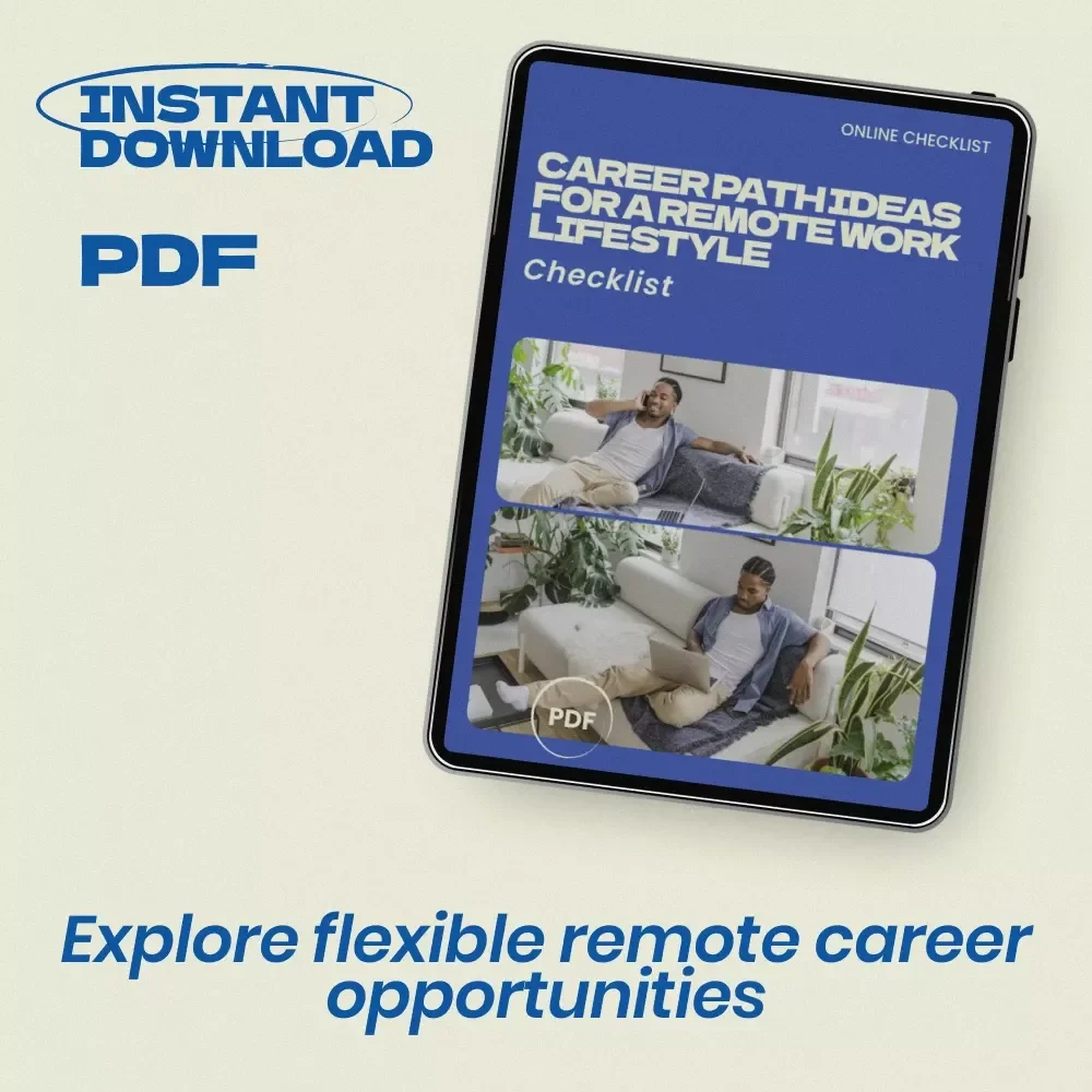 Career Path Ideas for a Remote Work Lifestyle Checklist – Practical Career Path Ideas for Remote Work Lifestyle, Work From Anywhere Planning Tool, Digital Download for Freelancers, Entrepreneurs & Location-Independent Careers