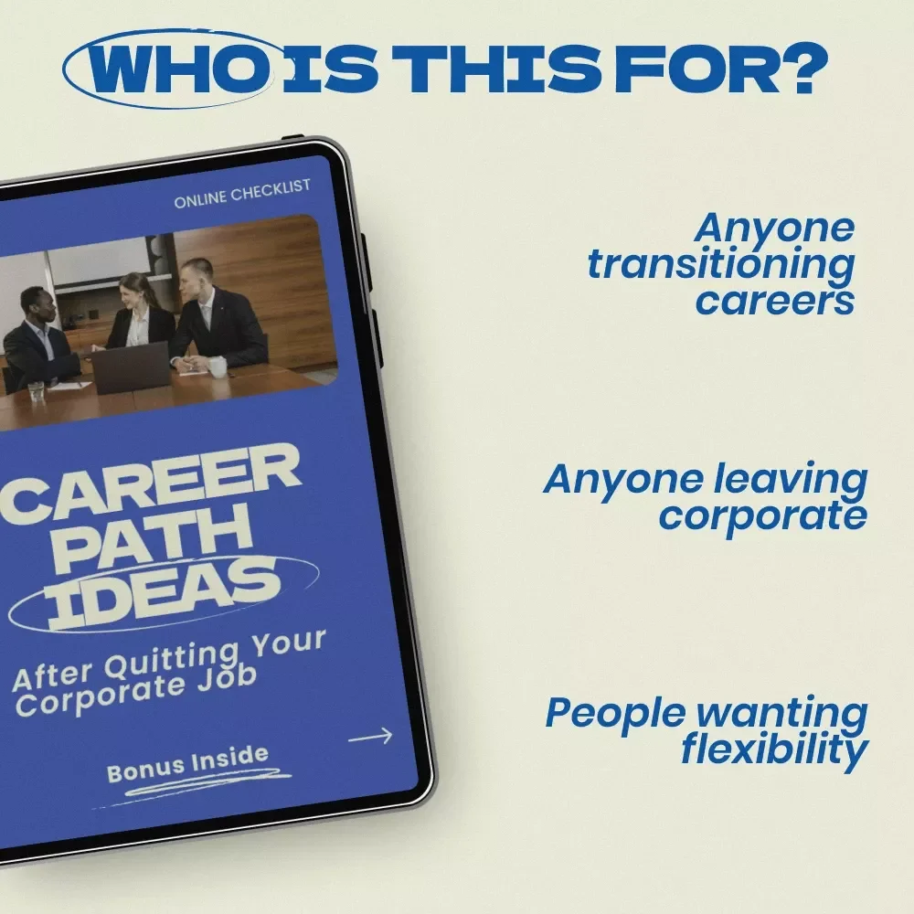 Career Path Ideas After Quitting Your Corporate Job Checklist – Practical Career Path Ideas After Quitting Corporate Job, Career Change Planner, Post-Corporate Life Guide, Digital Download