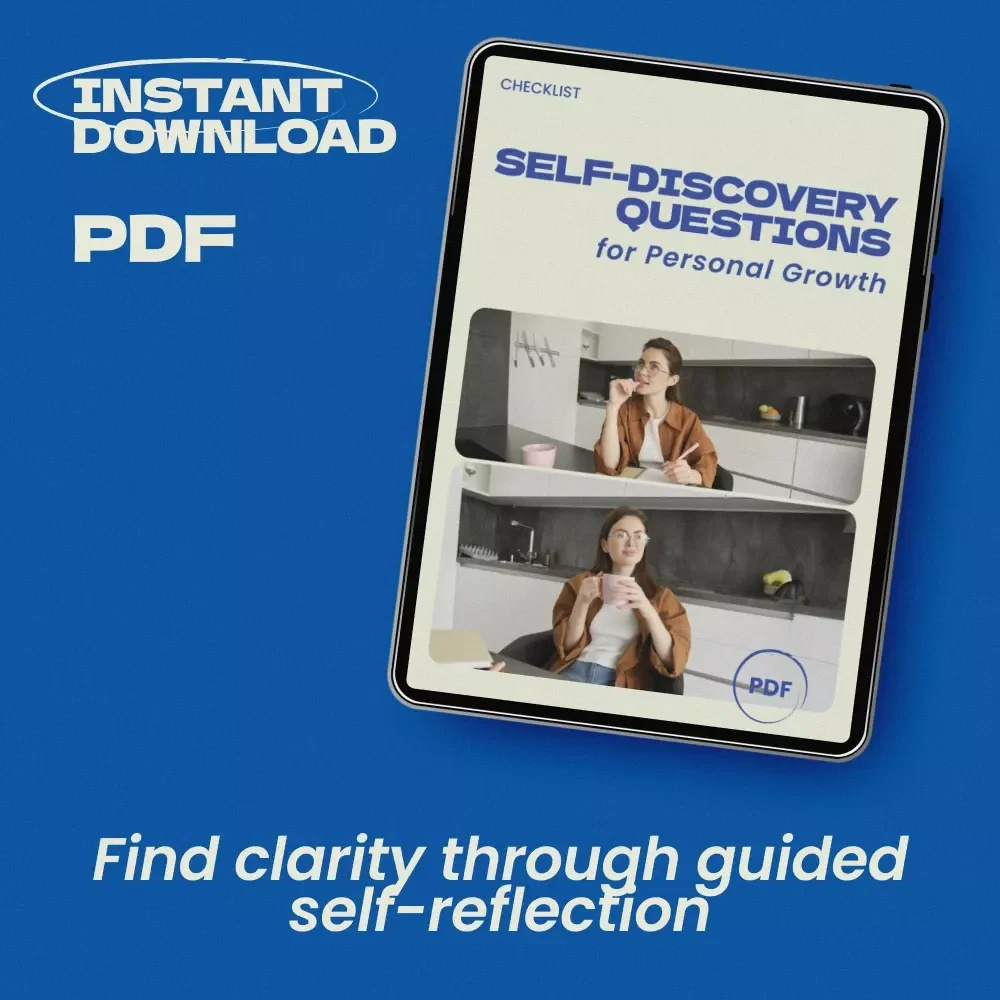 Self-Discovery Questions for Personal Growth Checklist – Guided Reflection Workbook, Printable Journal Prompts, Mindset & Life Clarity Tool