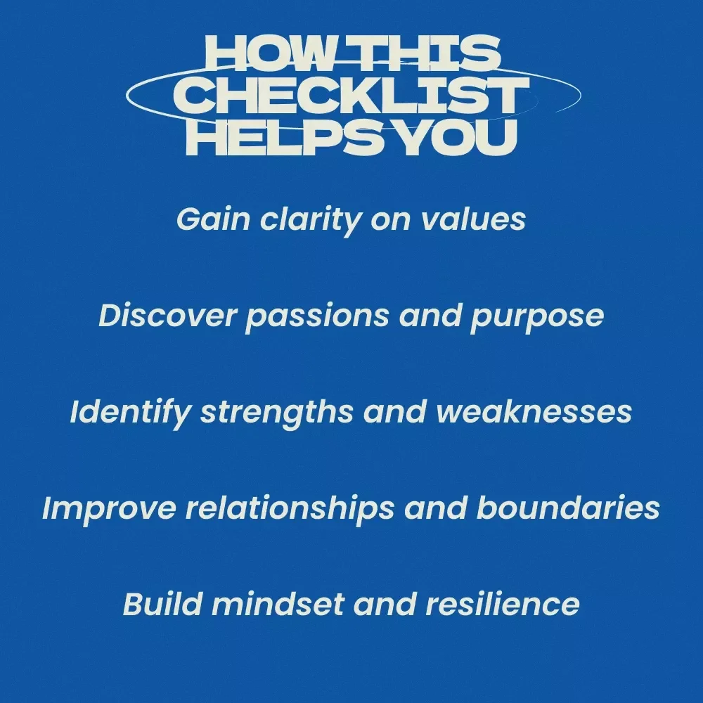 Self-Discovery Questions for Personal Growth Checklist – Guided Reflection Workbook, Printable Journal Prompts, Mindset & Life Clarity Tool